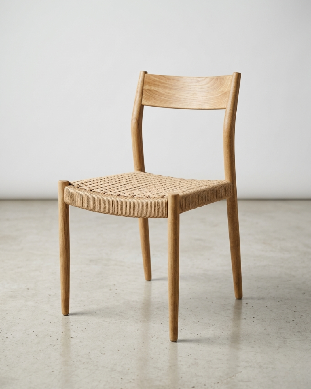 Silla en teca y fibra de loom sintética