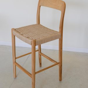 Banqueta en teca y fibra loom