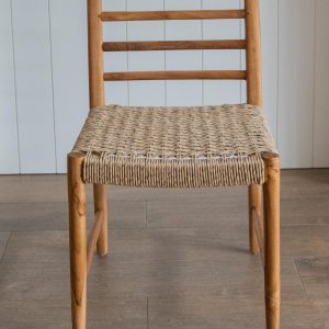 Silla en teca y fibra de loom (Pack 4 sillas)