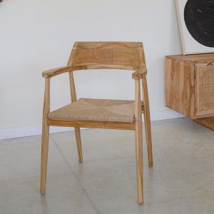 Silla en madera teca y fibra natural