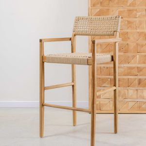 Banqueta en teca y fibra loom