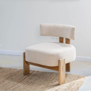 Butaca en madera teca y pana lisa