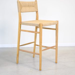 Banqueta en madera teca y fibra de loom