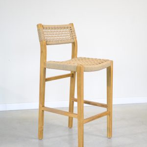Banqueta en teca y loom sintético