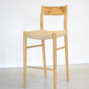 Banqueta en teca y loom sintético