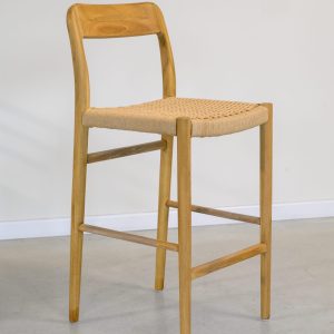 Banqueta en madera teca y cuerda