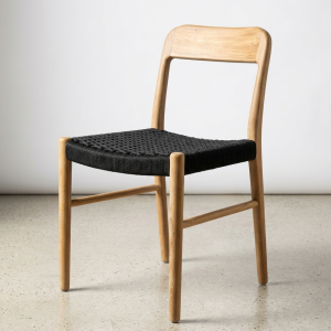 Silla en teca y cuerda negra