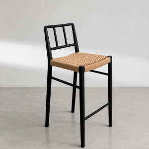 Banqueta en madera teca y cuerda