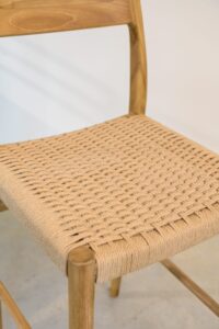 Banqueta en madera teca y cuerda
