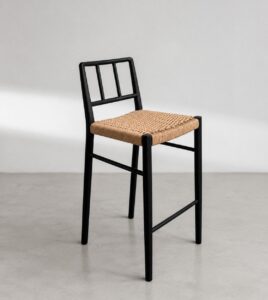 Banqueta en madera teca y cuerda