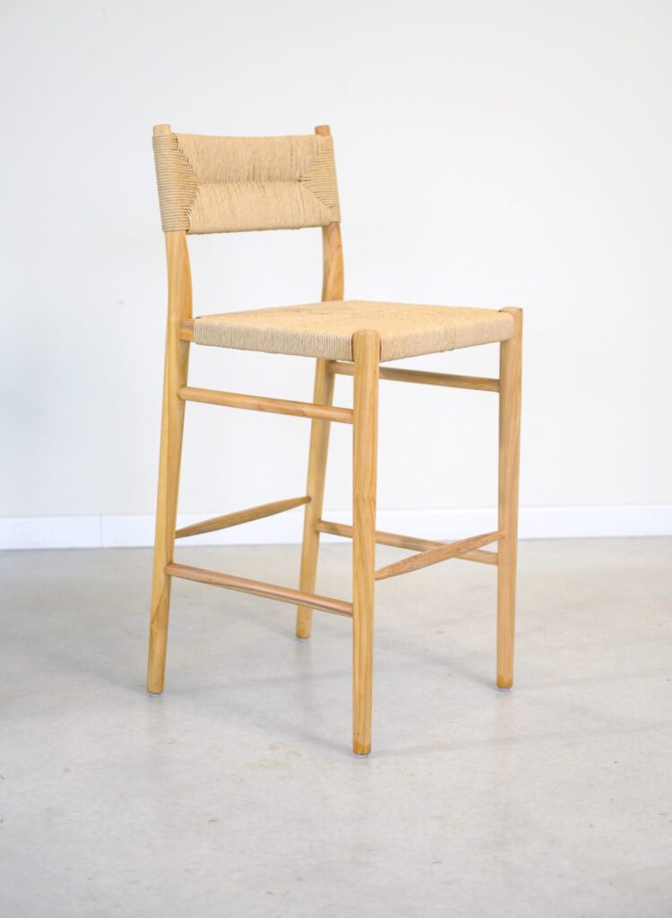 Banqueta en madera teca y fibra de loom