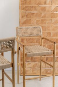 Banqueta en teca y fibra loom