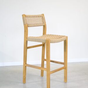 Banqueta en teca y loom sintético