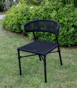 Silla en cuerda náutica negra y aluminio