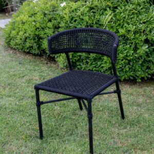 Silla en cuerda náutica negra y aluminio