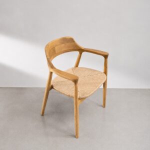 Silla en madera teca natural y fibra loom