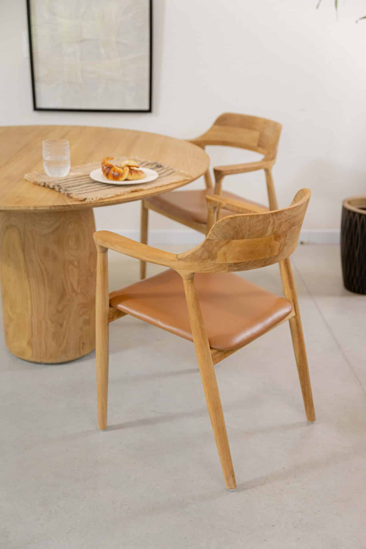 Silla en teca y cuero - Imagen 3