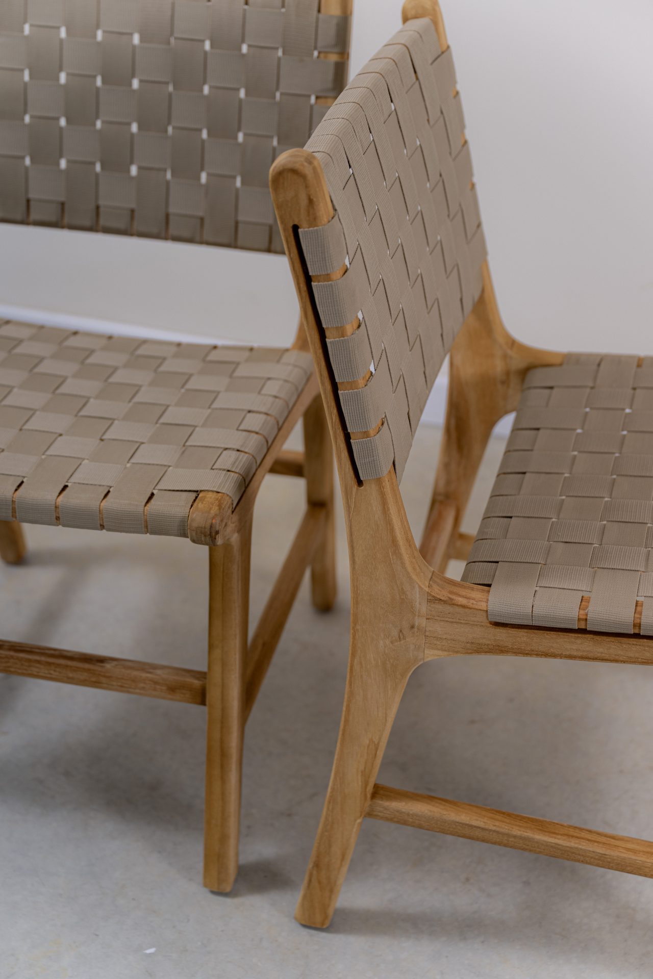 Silla en madera teca y cincha náutica beige - Imagen 4