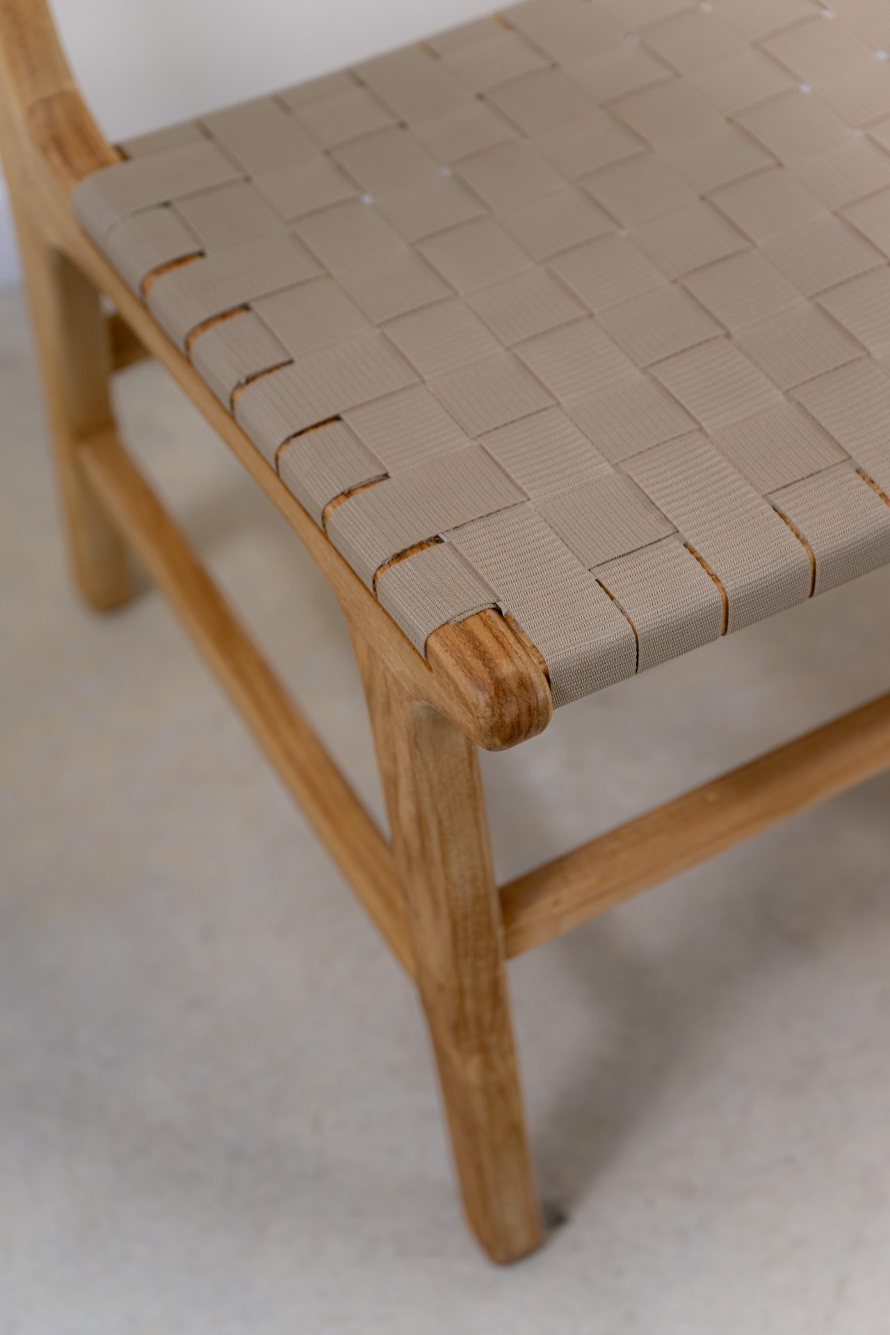 Silla en madera teca y cincha náutica beige - Imagen 7